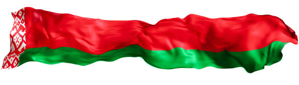 istock Stylized flag of Belarus waving in the wind, isolated on white background. Footer, header or divider. Cut out wide, panoramic element. Banner for patriotic themes or national event promotions. 3D. 2170469861