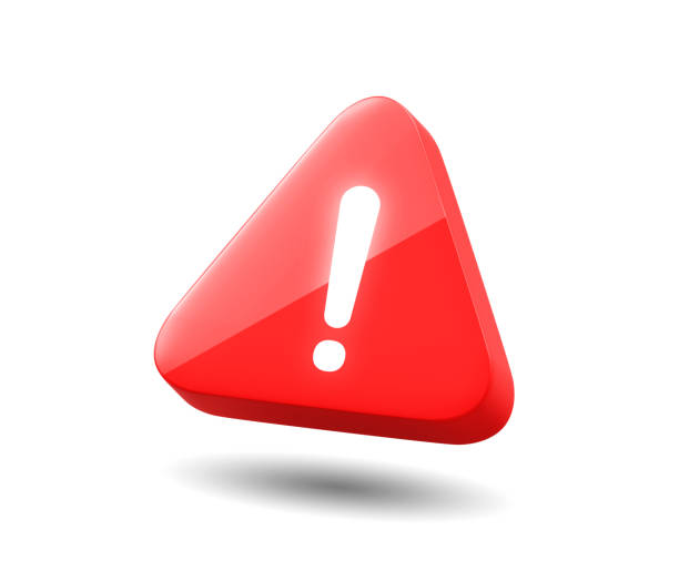 Warning sign icon 3d isolated white background alert danger caution symbol safety hazard security exclamation triangle clipping path. Notification attention accident critical problem alarm message.