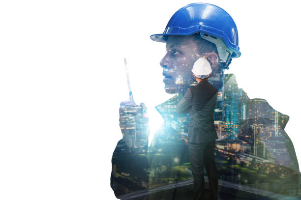 istock The double exposure image of the engineer thinking overlays with cityscape image with copy space. The concept of engineering, construction, futuristic and industry. 2170471754
