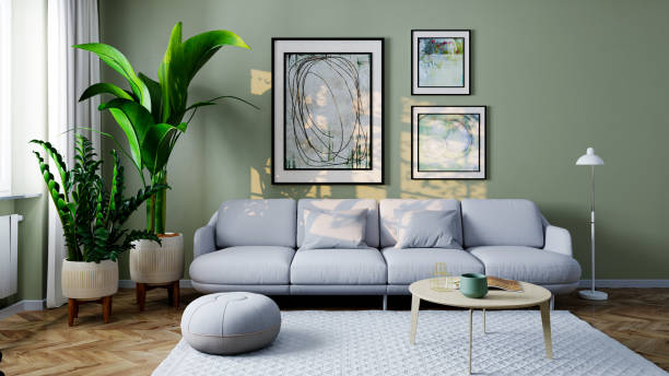 istock Large luxury modern bright interiors Living room mockup illustration 3D rendering image 2170472037