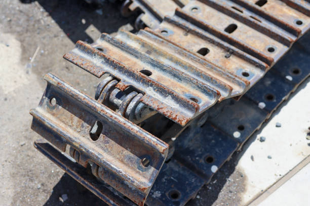 Excavator Bulldozer Tracks Closeup