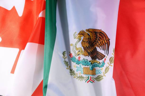 istock Canada and Mexico flags together at international event 2170480311
