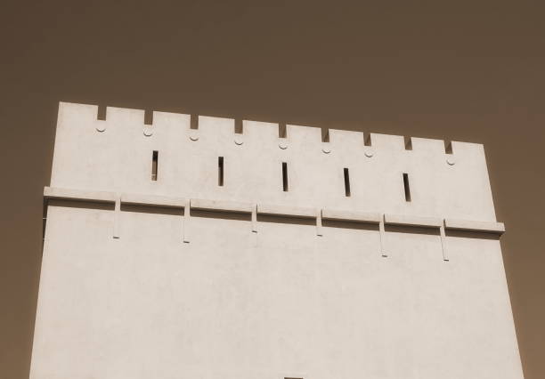 istock Sepia Toned Ancient Fortified Tower Close-Up View 2170480505