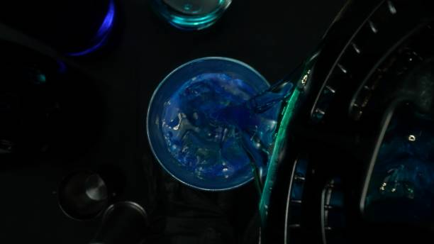 istock Macro of a Blue Hawaii cocktail with black background. Top view. Comestible. 2170481631