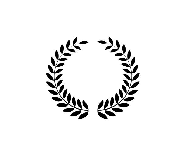 Laurel circle wreath. Branch greek olive oak wheat leaves Laurel circle wreath. Branch greek olive oak wheat leaves. laureat stock illustrations
