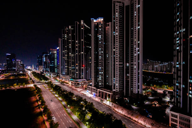 Incheon Seoul city at night. Shot in South Korea.