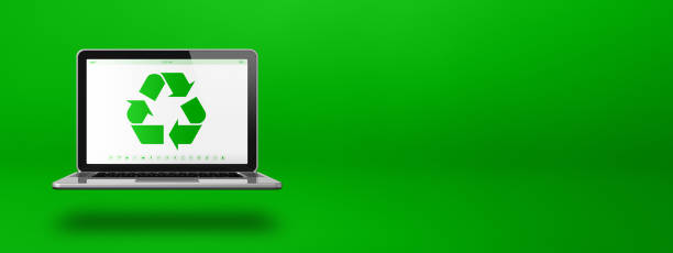 istock Laptop computer with a recycling symbol on screen. environmental conservation concept 2170485269
