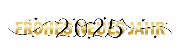 istock FROHES NEUES JAHR 2025 (HAPPY NEW YEAR 2025 in German) black and gold typography banner 2170488116