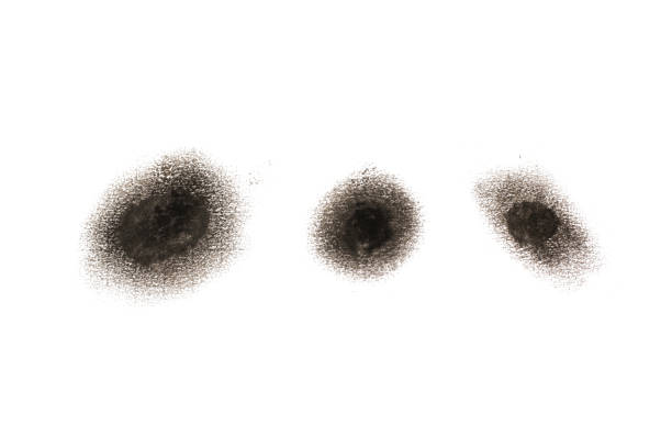 Set of abstract black watercolor drops isolated on white background, clipping  paths