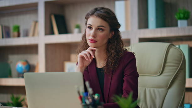 istock Young businesswoman solving problem working in marketing agency alone closeup. 2170493931
