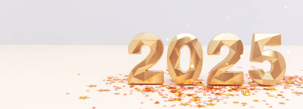 istock 2025 New Year. Banner with golden numbers. 2170494002