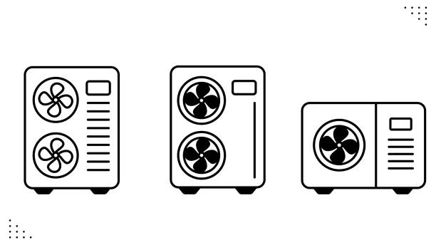 wärmepumpe, editierbare vektorillustration - wärmepumpe stock-grafiken, -clipart, -cartoons und -symbole