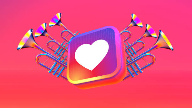 Digital marketing social media concept with megaphone. 3d rendering.