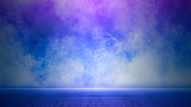 istock Halloween background wallpaper, dark blue gradient, Abstract light, moon night with smoke float up, street asphalt floor, Dark scene colorful lights for holiday poster, Creepy mystical, studio room 2170499932