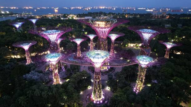 Marina Bay, Singapore - July 13, 2022: The Landmark Buildings and Tourist Attractions of Singapore