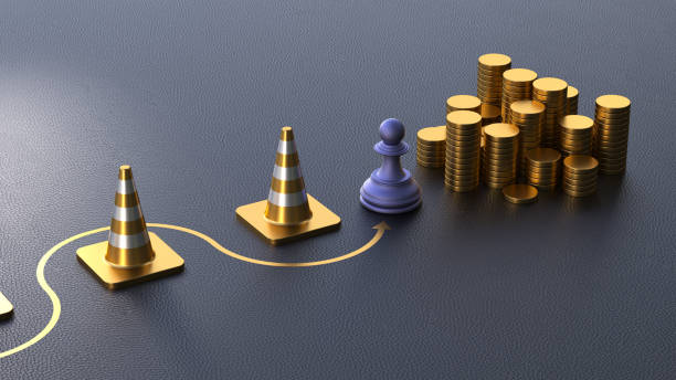 istock Navigating Obstacles to Achieve Financial Success with a Chess Piece. 3D Rendering 2170515036