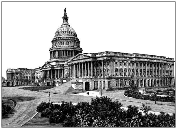 Antique Illustration: Capitol, Washington DC