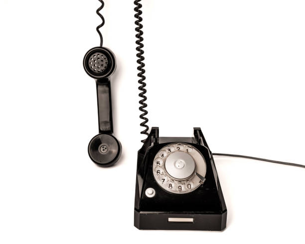 istock Classic black office dial telephone. 2170526363