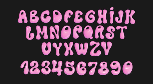 istock Aesthetic Pink Alphabet. Font glossy pink bubble in y2k style. Vector realistic shiny plastic pink inflated balloons English alphabet and numerals. Modern letterings 2170527560