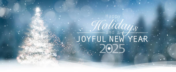 istock Christmas card with white Christmas tree and snowflakes against a blurred background 2170527737