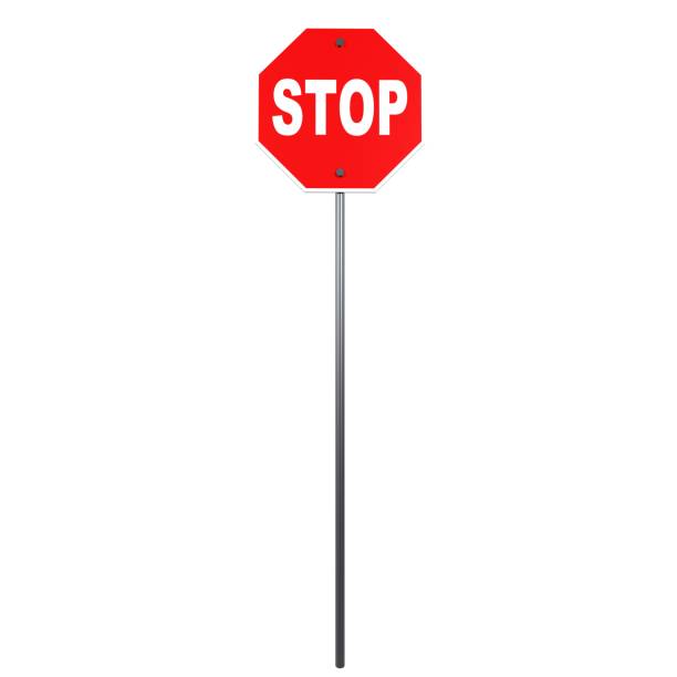 istock Stop sign on a metal pole in an empty urban environment at dusk 2170530802