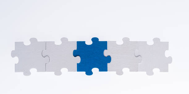 istock A row of jigsaw pieces on white background 2170532479