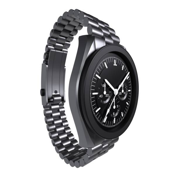 istock Stylish 3D rendering of a modern black chronograph watch design 2170540626
