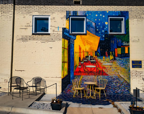 Amsterdam, Netherlands - August 4, 2022: The Van Gogh Museum in Amsterdam, Netherlands at night.