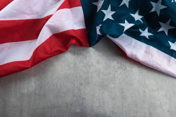 istock USA Flag Isolated on grey Background with Copy Space for Custom Text or Graphics 2170545762