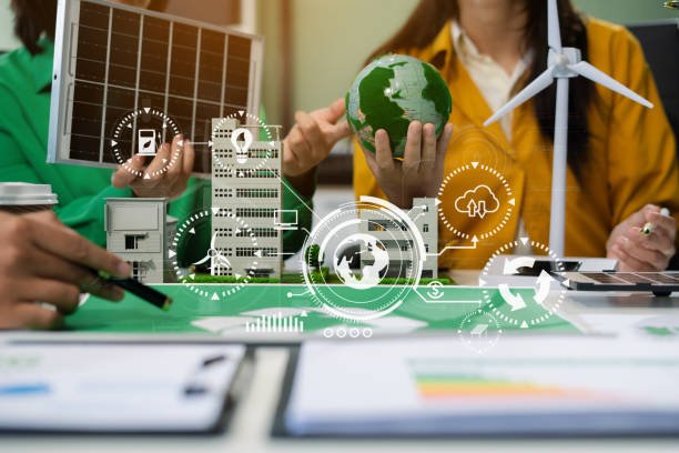 istock colleagues discussing data working and tablet, laptop with on Construction Site project, green energy and solar panel concept. 2170553403