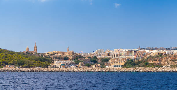 istock Mgarr bay seaside view, panoramic photo, Malta 2170553492
