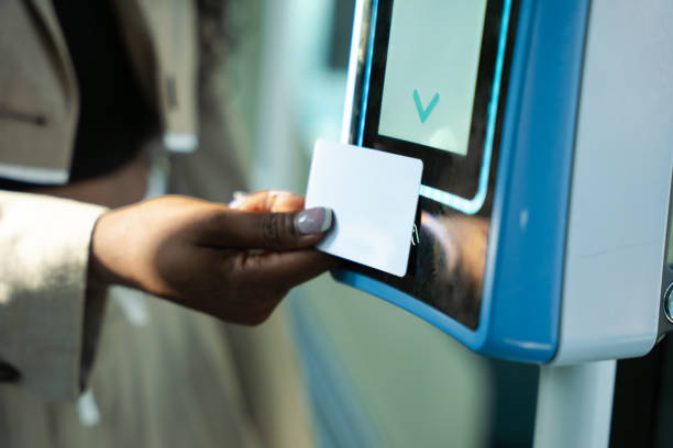 Unrecognizable young woman Paying Conctactless in City Train
