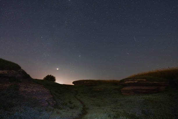 istock Night scene, Kostivere karst zone, trail and starry sky. 2170556971