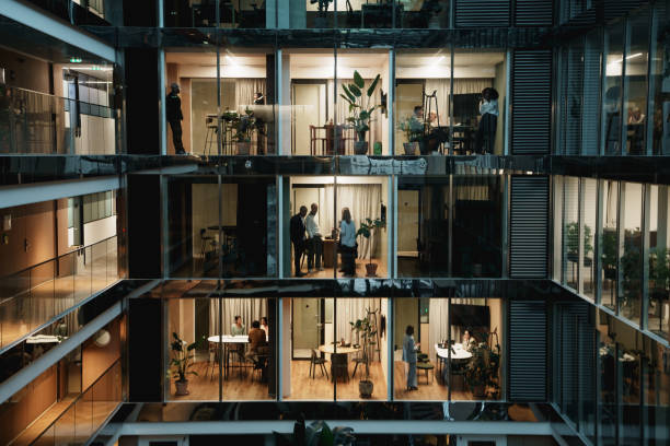 istock Modern office building by night in Paris, France 2170561835