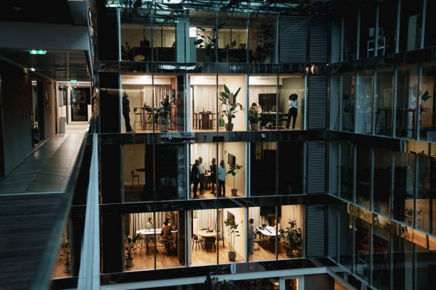 istock Modern office building by night in Paris, France 2170561845