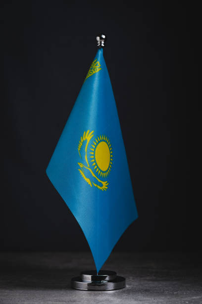 istock Kazakhstan flag on a dark background. 2170562900