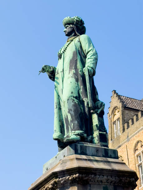 istock Statue Jan Van Eyck closeup, Brugge, Flanders, Belgium 2170565166