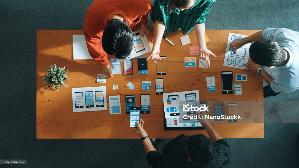 Smart Team Working Together While Brainstorm About Ux Ui Design ...