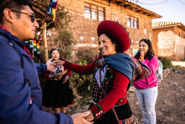 istock Chinchero indigenous dancing with tourist, in Chinchero District, Peru 2170571628