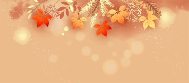 illustrations, cliparts, dessins animés et icônes de bannière d’automne aquarelle abstraite - novembre