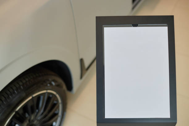 istock Car Dealership Information Stand with White Mockup Sheet 2170575288