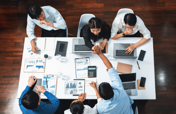 istock Group of diverse office worker employee high five and working together. Prudent 2170575454