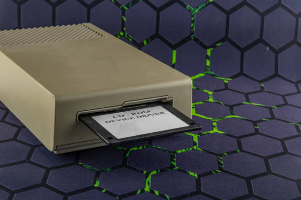 istock Disk drive from an old computer, colorful 3.5-inch floppy disks 2170577463