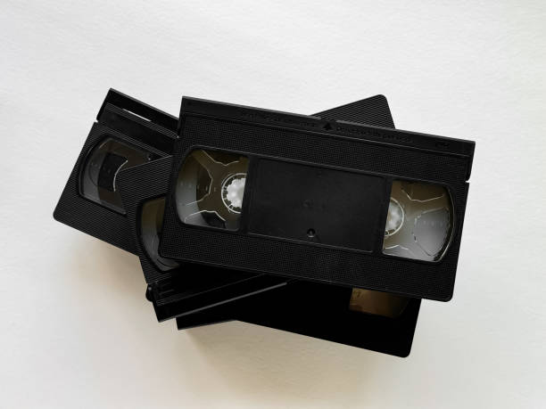 istock Stack of retro vhs tapes on light background showcasing vintage media technology 2170587402
