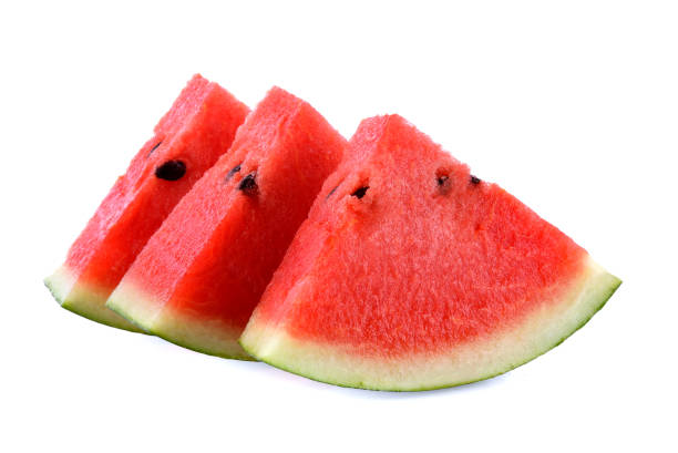 istock Watermelon slices on white background 2170589551