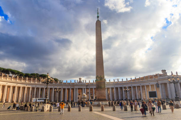 Rome, Italy - September 15 2022: View of Saint Peter's Square in Vatican City, Rome, Italy with People