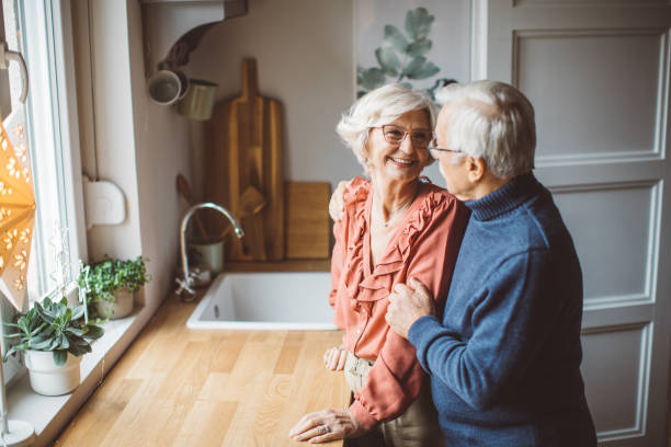 Senior couple for Christmas at home