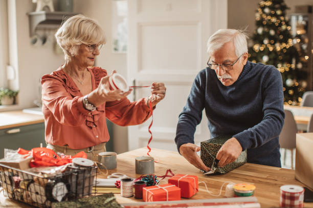 istock Senior couple for Christmas at home 2170592446