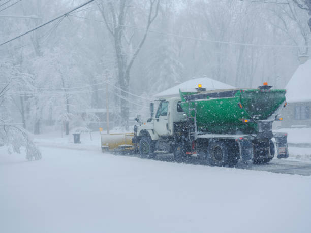 istock Snow clearing machinery on road during the  blizzard 2170593188