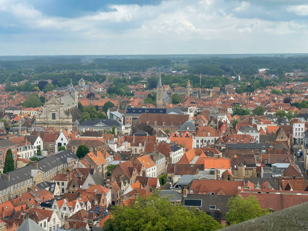 istock 4 churches from Halletoren, Brugge, Flanders, Belgium 2170595382